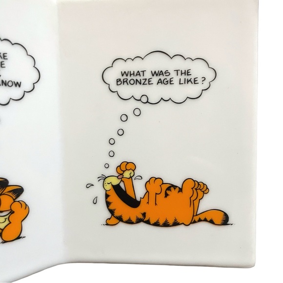 Vintage Garfield 70's Ceramic Birthday Card Plaque Laughing at Birthday Age! - Picture 4 of 12